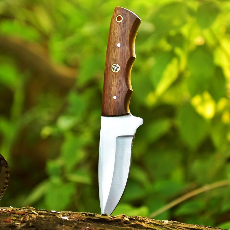 FH TRADERS Handmade Fixed Blade Hunting Knife - 8 Inches Stainless Steel Razor Sharp Blade Full Tang Bushcraft Knives with Premium Leather Sheath. Used For Outdoor Camping, Hiking, Skining Knife, Forged Tracker. - Image 3
